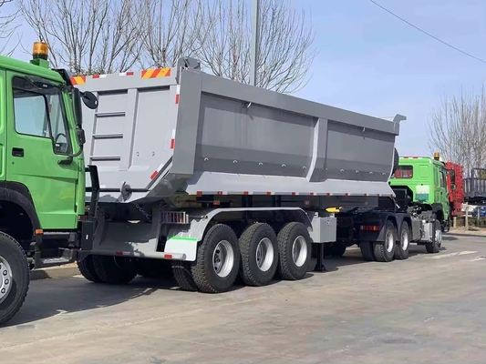 351-450hp 3 축 40m3 빗자리 트레일러 후방 덤프 반트레일러 빗자리 트레일러