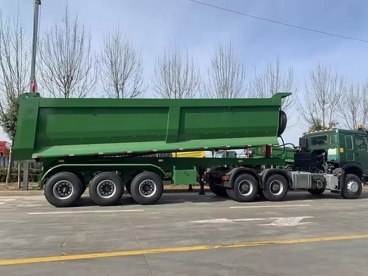 351-450hp 3 축 40m3 빗자리 트레일러 후방 덤프 반트레일러 빗자리 트레일러