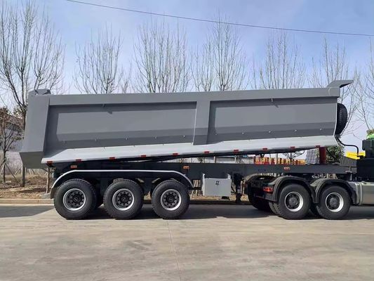 설계 50t 60t 4 축 중량 부대 측면 후면 30 50 60ton 수압 반 트럭 덤프 트레일러