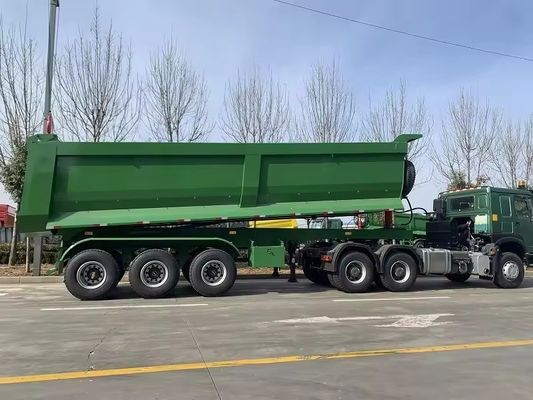 설계 50t 60t 4 축 중량 부대 측면 후면 30 50 60ton 수압 반 트럭 덤프 트레일러