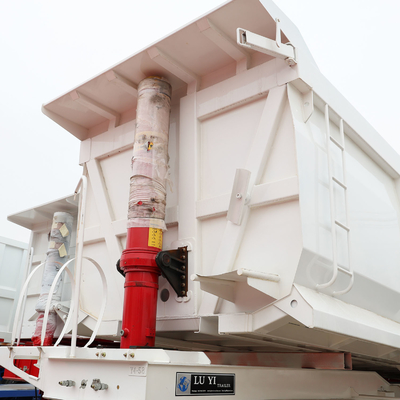 351-450hp 반 파이프 후방 덤프 트럭 트레일러 팅퍼 반 트레일러 4 축 40cbm 80tons