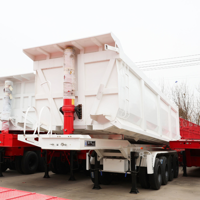 351-450hp 반 파이프 후방 덤프 트럭 트레일러 팅퍼 반 트레일러 4 축 40cbm 80tons
