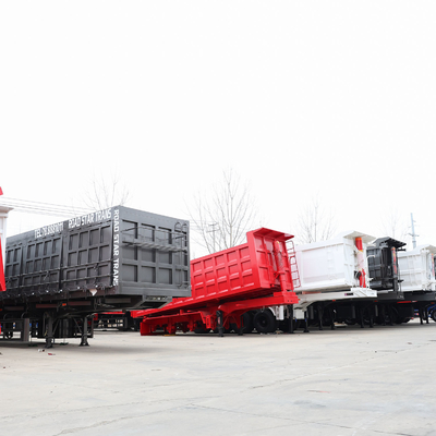 351-450hp 반 파이프 후방 덤프 트럭 트레일러 팅퍼 반 트레일러 4 축 40cbm 80tons