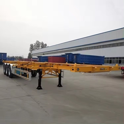 13m 3 Axles 40FT 평면 컨테이너 차시 평면 반 트레일러 자반 덤핑