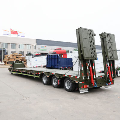 BPW/Fuwa Axles Steel Low Loader Excavator 운송용 낮은 침대 반 트럭 트레일러