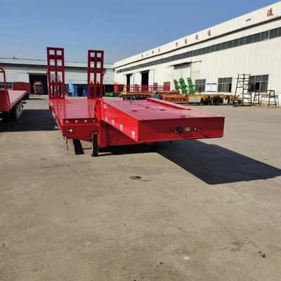 60tons 3axles 고정된 거시대 로브보이 접힌 수압 램프 낮은 베드 트레일러