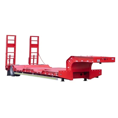 60tons 3axles 고정된 거시대 로브보이 접힌 수압 램프 낮은 베드 트레일러