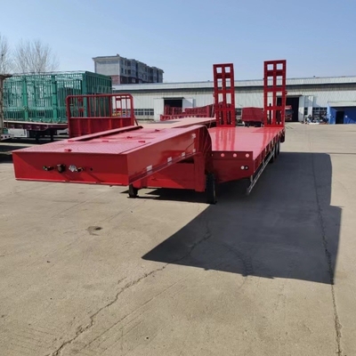 60tons 3axles 고정된 거시대 로브보이 접힌 수압 램프 낮은 베드 트레일러