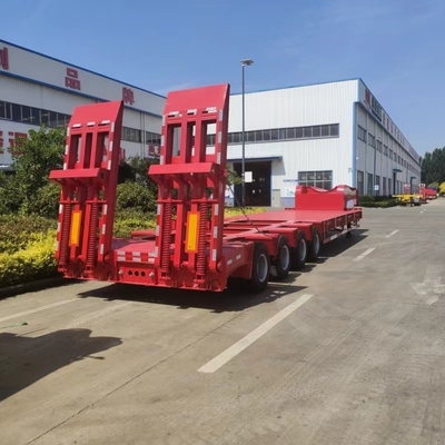 60tons 3axles 고정된 거시대 로브보이 접힌 수압 램프 낮은 베드 트레일러