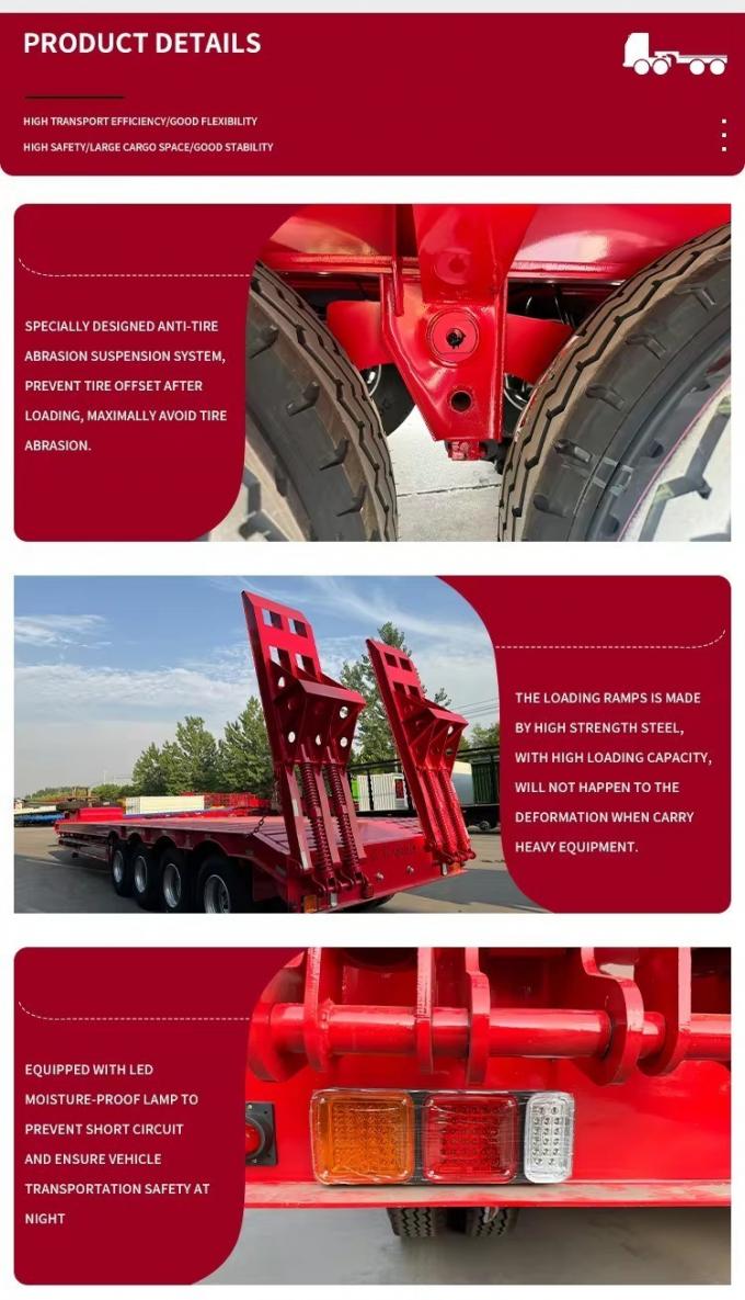 China′ S Best Seller Hot Sale 3 Axles 4 Axles Low Bed Semi Trailers